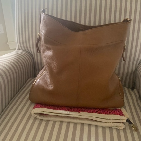 Tory Burch Pebbled Leather Hobo Shoulder Bag Purse - Picture 3 of 13